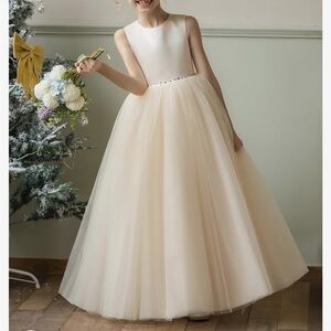 HEWEGO Puffy Satin Tulle Princess Pageant Flower Girl Dress